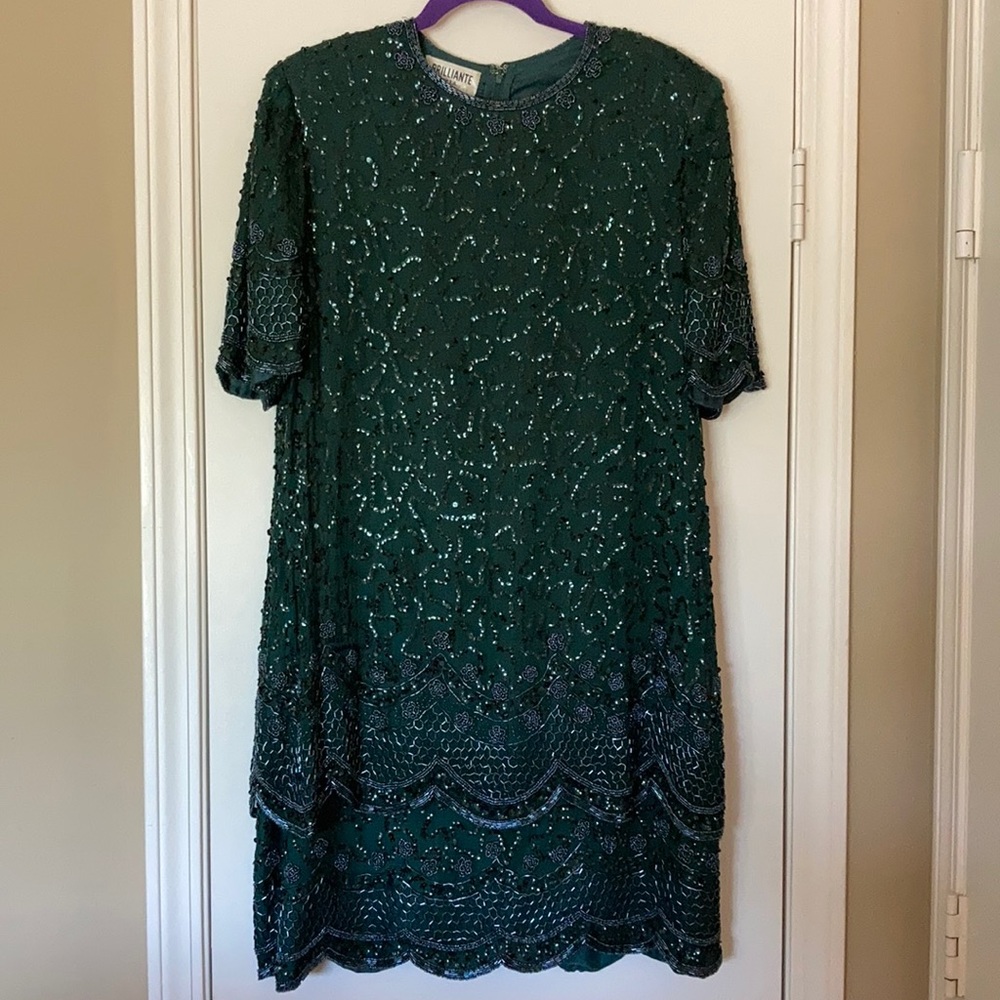 Brilliante Vintage Beaded Sequined Green dress